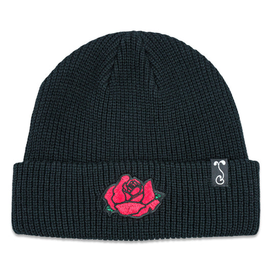 Red Rose Black Beanie