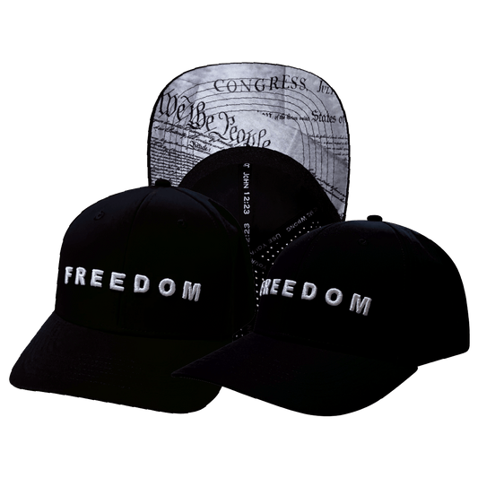 FREEDOM Hat - Black - Baseball Hat Fit - Laser Mesh